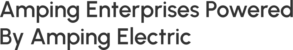 Text: Amping Enterprises Powered By Amping Electric